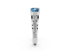Fancy Blue Princess Cut Diamond Pavé Engagement Ring Set in White gold with Prong Setting