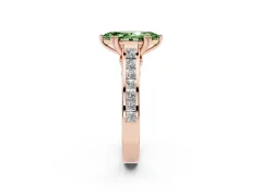 Fancy Green Marquise Cut Diamond Channel Set Solitaire Engagement Ring Set in Rose gold with Prong Setting
