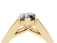 Fancy Black Marquise Cut Diamond Solitaire Ring Set in Yellow gold with Channel-Set Accent Stones and Prong Setting