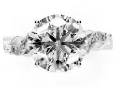 Round Cut Diamond Vine Band Solitaire Ring Set in Silver with Milgrain Prong Setting