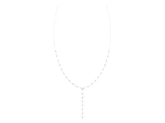Round Diamond Station Y Necklace Set in White gold with Bezel Setting