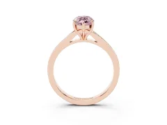 Fancy Pink Marquise Cut Diamond Solitaire Ring Set in Rose gold with Pavé Accent Band and Classic Prong Setting