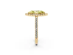 Fancy Yellow Marquise Cut Diamond Pavé Halo Ring Set in Yellow gold with Prong Setting