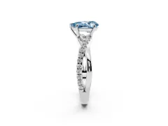 Fancy Blue Pear Cut Diamond Twisted Pavé Band Ring Set in Platinum with Prong Setting