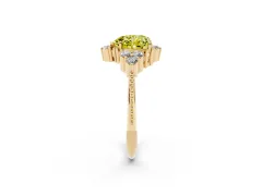 Fancy Yellow Heart Cut Diamond Cluster Ring Set in Yellow gold with Beaded Band