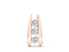 Vertical Channel Set Round Diamond Pendant Set in Rose gold with Four Stones