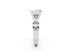 Oval Cut Diamond Channel-Set Band Ring Set in Silver with Bezel Prong Setting