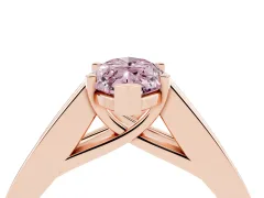 Fancy Pink Marquise Cut Diamond Solitaire Ring Set in Rose gold with Channel-Set Accent Stones and Prong Setting