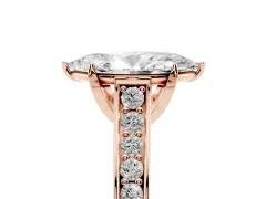 Marquise Cut Diamond Solitaire Pavé Engagement Ring Set in Rose gold with Prong Setting