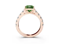 Fancy Green Princess Cut Diamond Solitaire Ring Set in Rose gold with Cut-Down Micro Pavé Band and Prong Setting