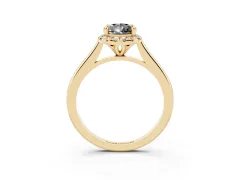 Fancy Black Pear Cut Diamond Halo Engagement Ring Set in Yellow gold with Pavé Band and Rising Shoulders