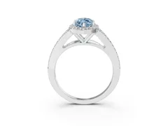 Fancy Blue Marquise Cut Diamond Halo Split Shank Pavé Ring Set in Platinum with Prong Setting