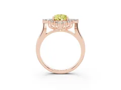 Fancy Yellow Pear Cut Diamond Cluster Halo Ring Set in Rose gold with Marquise and Round Accents
