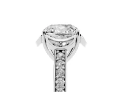 Cushion Cut Diamond Halo Ring Set in Silver with Channel Set Band and Prong Setting