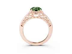Fancy Green Round Cut Diamond Halo Ring Set in Rose gold with Channel Set Band and Prong Setting