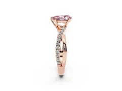 Fancy Pink Pear Cut Diamond Twisted Pavé Band Ring Set in Rose gold with Prong Setting