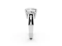 Radiant Cut Diamond Three-Stone Channel Set Ring Set in White gold with Smooth Polished Band
