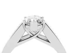 Marquise Cut Diamond Solitaire Ring Set in Silver with Channel-Set Accent Stones and Prong Setting