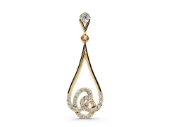 Teardrop Diamond Pavé Pendant Set in Yellow gold with Round Brilliant Swirl