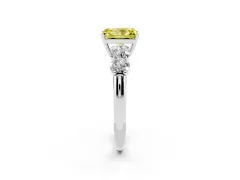 Fancy Yellow Radiant Cut Diamond Five-Stone Prong Set Ring Set in Platinum with Classic Band