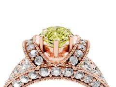 Fancy Yellow Marquise Cut Diamond Milgrain Halo Pavé Engagement Ring Set in Rose gold with Prong Setting