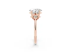 Oval Cut Diamond Cluster Ring Set in Rose gold with Plain Band and Prong Setting