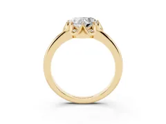 Heart Cut Diamond Round Cluster Halo Ring Set in Yellow gold with Solitaire Band and Prong Setting