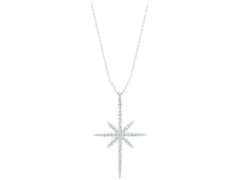Pavé Round Diamond Starburst Pendant Set in Silver with Prong-Set Rays
