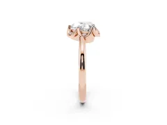Heart Cut Diamond Round Cluster Halo Ring Set in Rose gold with Solitaire Band and Prong Setting