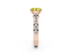 Fancy Yellow Oval Cut Diamond Channel Set Solitaire Engagement Ring Set in Rose gold with Prong Setting