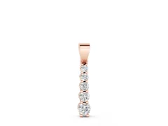 Round Diamond Vertical Drop Pendant Set in Rose gold with Prong-Set Stones