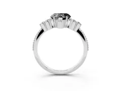 Fancy Black Heart Cut Diamond Cluster Ring Set in Platinum with Beaded Band