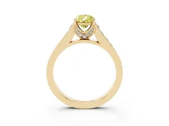 Fancy Yellow Pear Cut Diamond Solitaire Pavé Engagement Ring Set in Yellow gold with Prong Setting