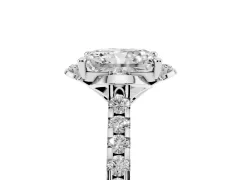 Radiant Cut Diamond Solitaire Ring Set in Platinum with Pavé Band and Floral Prong Setting