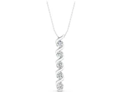 Round Diamond Spiral Twist Pendant Set in Silver with Five Prong-Set Stones