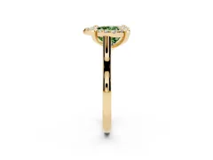 Fancy Green Heart Cut Diamond Cluster Halo Solitaire Ring Set in Yellow gold with Prong Setting
