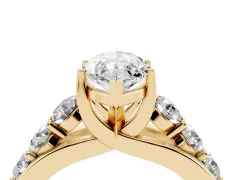 Marquise Cut Diamond Pavé Engagement Ring Set in Yellow gold with Prong Setting