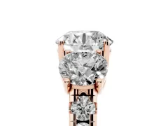 Round Cut Diamond Three-Stone Ring Set in Rose gold with Pavé Band