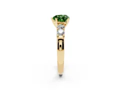 Fancy Green Heart Cut Diamond Five-Stone Prong Set Engagement Ring Set in Yellow gold with Channel Band