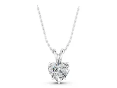 Heart Diamond Solitaire Pendant Set in White gold with Four-Prong Setting