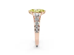 Fancy Yellow Marquise Cut Diamond Solitaire Ring Set in Rose gold with Pavé-Set Band and Prong Setting