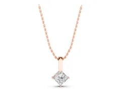 Princess Cut Diamond Pendant Set in Rose gold with Square Bezel Frame