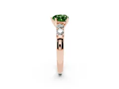 Fancy Green Heart Cut Diamond Five-Stone Prong Set Engagement Ring Set in Rose gold with Channel Band