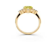 Fancy Yellow Heart Cut Diamond Cluster Ring Set in Yellow gold with Beaded Band