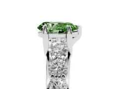 Fancy Green Pear Cut Diamond Pavé Engagement Ring Set in Platinum with Prong Setting