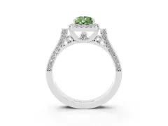 Fancy Green Pear Cut Diamond Halo Ring Set in White gold with Pavé-Lined Split Shank Band