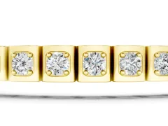 Round Diamond Tennis Bracelet Set in Yellow gold with Square Channel Settings