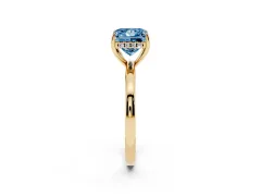 Fancy Blue Princess Cut Diamond Solitaire Ring Set in Yellow gold with Plain Band and Prong Setting