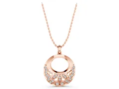 Round Diamond Leaf Filigree Pendant Set in Rose gold with Pavé Setting