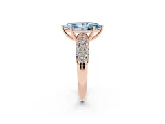 Fancy Blue Marquise Cut Diamond Pavé Band Solitaire Ring Set in Rose gold with Close-Set Accent Stones and Prong Setting